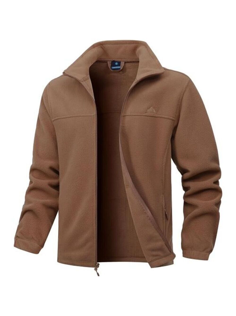 Men's Soft Polar Fleece Jacket with Pockets Lightweight Outdoor Brown